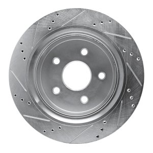 Chrysler Aspen Brake Rotor (1) - Rear Right - R1 Concepts - Drilled & Slotted - Silver - `02-`24